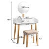 Costway Wooden Vanity Makeup Dressing Table Stool Round W/Drawer