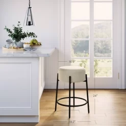 24" Isaac Upholstered Backless Barstool - Nathan James -Cozy Living Deals Store GUEST 1627622f 18cc 4eb2 8821 1129b6a2f02e