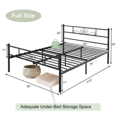 Costway Twin/Queen/Full Metal Platform Bed Frame With Headboard And Footboard No Box Spring Needed 3 Costway Twin/Queen/Full Metal Platform Bed Frame With Headboard And Footboard No Box Spring Needed - Image 3