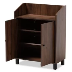 Rossin Walnut Finished 2 Door Wood Entryway Shoe Storage Cabinet With Open Shelf Brown - Baxton Studio -Cozy Living Deals Store GUEST 16a0cc01 2a7f 421c a7d9 1dedb91192fc