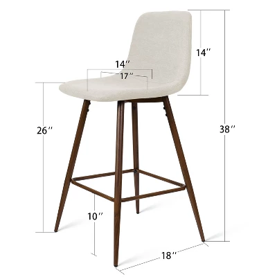 26" Bingo Walnut Leg With Upholstered Counter Height Stool (Set Of 2 )-Maison Boucle 7 26" Bingo Walnut Leg With Upholstered Counter Height Stool (Set Of 2 )-Maison Boucle - Image 7