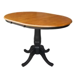 36" Round Top Pedestal Extendable Dining Table With 12" Drop Leaf Black/Red - International Concepts -Cozy Living Deals Store GUEST 1830e7be c702 41be aa30 54dcda140b2e