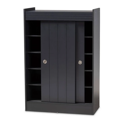 2 Door Leone Finished Wood Entryway Shoe Storage Cabinet Black - Baxton Studio 8 2 Door Leone Finished Wood Entryway Shoe Storage Cabinet Black - Baxton Studio - Image 8