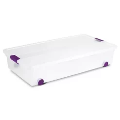 Sterilite 17611704 60 Quart ClearView Latch Lid Wheeled Underbed Box