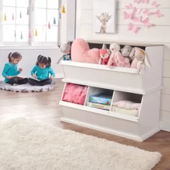 Badger Basket Two Bin Stackable Storage Cubby White/Gray Woodgrain -Cozy Living Deals Store GUEST 188e9a76 a8e3 4b08 8662 7266daf31065