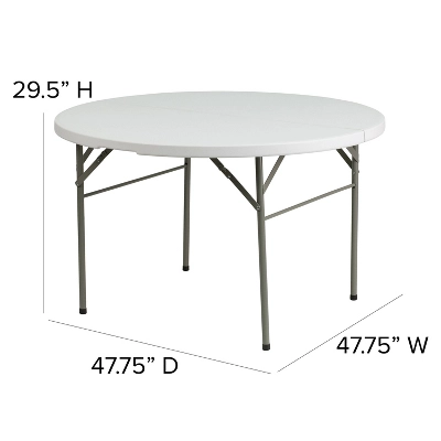 Flash Furniture 4-Foot Round Bi-Fold Granite White Plastic Banquet And Event Folding Table With Carrying Handle 3 Flash Furniture 4-Foot Round Bi-Fold Granite White Plastic Banquet And Event Folding Table With Carrying Handle - Image 3