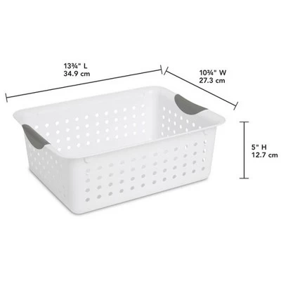 Sterilite Ultra Ventilated Open Top Plastic Storage Organizer Basket With Gray Contoured Carrying Handles 2 Sterilite Ultra Ventilated Open Top Plastic Storage Organizer Basket With Gray Contoured Carrying Handles - Image 2