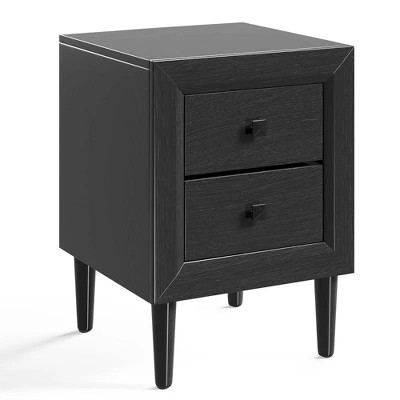 Costway Nightstand End Bedside Coffee Table Wooden Leg Storage Drawers BlackGrey 8 Costway Nightstand End Bedside Coffee Table Wooden Leg Storage Drawers BlackGrey - Image 8