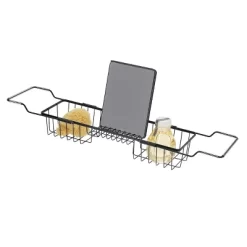 Everett Adjustable Over Bathtub Caddy Matte Black - IDESIGN