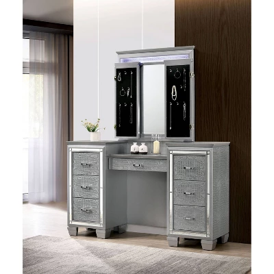 2pc Mallery Vanity Set With Stool Silver - HOMES: Inside + Out 5 2pc Mallery Vanity Set With Stool Silver - HOMES: Inside + Out - Image 5