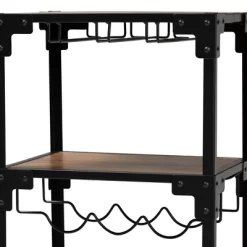 4 Tier Victor Wood And Metal Mobile Wine Cart Walnut/Black - Baxton Studio -Cozy Living Deals Store GUEST 1b399092 6937 4b17 a871 0386930a7b01