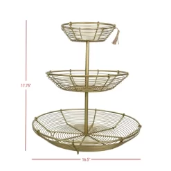 3-Tiered Basket Riser Brass Metal With Jute Tassel By Foreside Home & Garden -Cozy Living Deals Store GUEST 1b481238 7ca9 4d51 9296 465a5db7387b