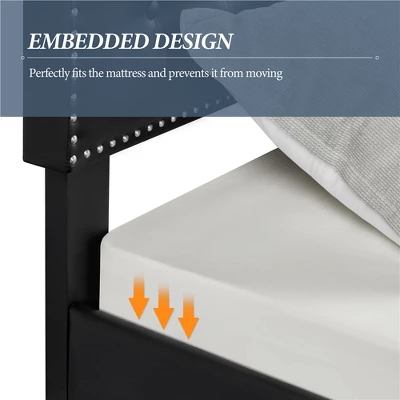 Yaheetech Upholstered Bed Frame With Button-Tufted Headboard 8 Yaheetech Upholstered Bed Frame With Button-Tufted Headboard - Image 8