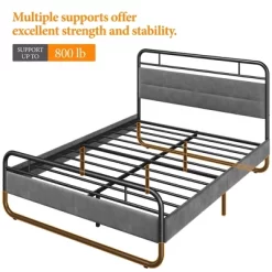 Yaheetech Metal Platform Bed Frame With Velvet Upholstered Headboard 13 Yaheetech Metal Platform Bed Frame With Velvet Upholstered Headboard -Cozy Living Deals Store GUEST 1c52b157 889b 44ce be68 c887436a7595