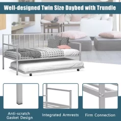 Costway Twin Metal Daybed With Roll Out Trundle Heavy Duty Frame Sofa Bed Set -Cozy Living Deals Store GUEST 1caa3675 c2df 4368 8eff f2569b1a3a3a