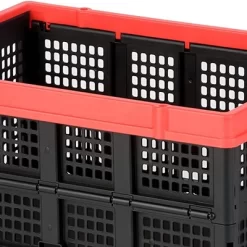 Magna Cart Tote 22" X 16" X 11" Lightweight Collapsible And Stackable Plastic Storage Crate For Home Offices And Garages, Black & Red -Cozy Living Deals Store GUEST 1cadbd83 7697 4d71 a679 feb113593e54