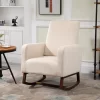 HOMCOM Accent Lounge Rocking Chair With Solid Curved Wood Base And Linen Padded Seat
