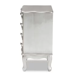Callen Brushed Wood 4 Drawer Nightstand Silver - Baxton Studio -Cozy Living Deals Store GUEST 1cf87170 a637 4948 b4d8 b7e3e985edc6
