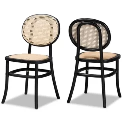 2pc Garold Woven Rattan And Wood Cane Dining Chair Set - Baxton Studio -Cozy Living Deals Store GUEST 1d240be7 e680 44f8 9e64 36e082549c15