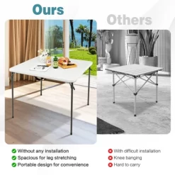 Tangkula Folding Camping Table Portable Picnic Table With All-Weather HDPE Tabletop Metal Frame & Carry Straps White/Gray -Cozy Living Deals Store GUEST 1d90e61f 3667 4bdf 83bf 43b61ceec3e5