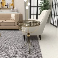 Metal And Glass Round Pedestal Table Gold - Olivia & May -Cozy Living Deals Store GUEST 1d9ff10a 8113 4379 a4cf ff27e0c07c5e