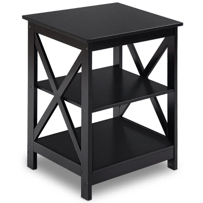 Costway 3-Tier Nightstand End Table Storage Display Shelf Living Room Furniture Black 8 Costway 3-Tier Nightstand End Table Storage Display Shelf Living Room Furniture Black - Image 8
