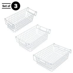 Set Of 3 Storage Bins - Basket Set For Toy, Kitchen, Closet, And Bathroom Storage - Small, Medium, And Large Shelf Organizers By Home-Complete (White)
