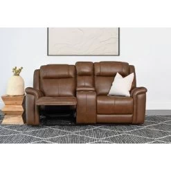 Gilbert Leather Manual Reclining Loveseat Brown - Abbyson Living