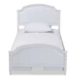 Elise Wood Storage Platform Bed White - Baxton Studio