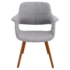 Vintage Flair Mid Century Modern Walnut Wood Legged Dining Chair Polyester/Light Gray - LumiSource -Cozy Living Deals Store GUEST 1e6e36c4 114d 4a80 9eac a96cbff30c12