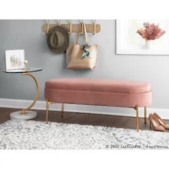 48" Chloe Storage Bench Velvet/Metal Gold/Blush Pink - LumiSource -Cozy Living Deals Store GUEST 1ed46d00 92f9 4c1e 8da7 4ac6e610a9d5