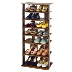 Tangkula 7-Tier Shoe Rack Free Standing Shelf Storage Modern Shoe Rack Organizer Brown/Black/White -Cozy Living Deals Store GUEST 1f40fb69 ae14 45ec 967d d28a110f7b2e
