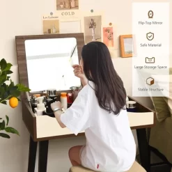 Costway Vanity Table Set With Flip Top Mirror Dressing Makeup Study Padded Stool -Cozy Living Deals Store GUEST 1fc71dbd ef12 4780 a6d4 3e8cc25fe793