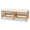 Orchard Fabric Upholstered And Rattan Bench White/Natural - Bali & Pari