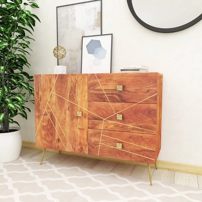 Modern Metal Buffet Brown - Olivia & May 8 Modern Metal Buffet Brown - Olivia & May - Image 8