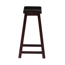 24" Saddle Counter Height Barstool Wood Brown - Linon -Cozy Living Deals Store GUEST 20890a8d 2c47 401c b971 f33eaafed69c