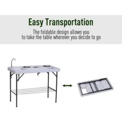 Outsunny Portable Folding Camping Table With Sink, Faucet, Dual Stainless Steel Basins, And Accessories For Fish Cleaning, 50" 12 Outsunny Portable Folding Camping Table With Sink, Faucet, Dual Stainless Steel Basins, And Accessories For Fish Cleaning, 50" -Cozy Living Deals Store GUEST 20a98936 571b 4bdd b097 d6c22883bcdd