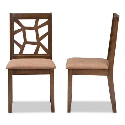 Set Of 2 Abilene Midcentury Fabric Upholstered And Walnut Finished Dining Chairs Brown - Baxton Studio 2 Set Of 2 Abilene Midcentury Fabric Upholstered And Walnut Finished Dining Chairs Brown - Baxton Studio - Image 2