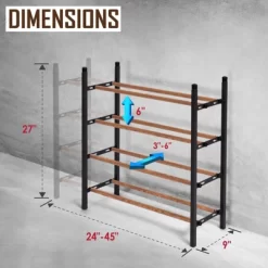 Juvale Free Standing 4 Tier 24 Pair Shoe Rack Shelf Organizer For Entryway Closet, 24"-45" Expandable, Black & Oak Grain Metal -Cozy Living Deals Store GUEST 20fa38be 04e4 43b9 8ec4 5d9000a3f766