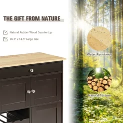 Costway Rolling Kitchen Island Serving Cart Storage Cabinet W/ Wine Rack -Cozy Living Deals Store GUEST 2220e166 ce39 4e5c 921b dc044dc8ca97