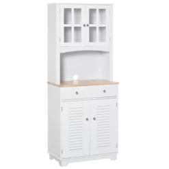 HOMCOM 67" Modern Buffet With Hutch, Louvered Kitchen Pantry Microwave Cabinet With Framed Glass Doors And 2 Drawers, White 8 HOMCOM 67" Modern Buffet With Hutch, Louvered Kitchen Pantry Microwave Cabinet With Framed Glass Doors And 2 Drawers, White -Cozy Living Deals Store GUEST 222e08ab 4f68 4c38 97c6 37c8d6b86790