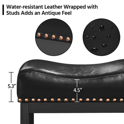 Yaheetech 26"H Bar Stools Faux Leather Counter Height Stools With Nailhead Trims Set Of 2, Black 6 Yaheetech 26"H Bar Stools Faux Leather Counter Height Stools With Nailhead Trims Set Of 2, Black - Image 6