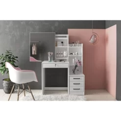 Hannah Vanity With Mirror White - Polifurniture -Cozy Living Deals Store GUEST 22f3ee0e b3d3 40e0 91f7 bb7ebea5aaaf
