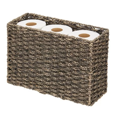 MDesign Large Rustic Woven Seagrass Toilet Tank Bathroom Storage Basket 6 MDesign Large Rustic Woven Seagrass Toilet Tank Bathroom Storage Basket - Image 6