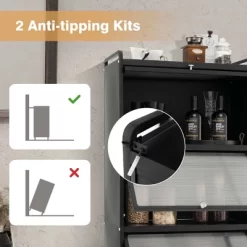 Costway 5-Tier Kitchen Baker's Rack Storage Cabinet Mobile Microwave Stand Flip-up Doors -Cozy Living Deals Store GUEST 23282a11 380d 485c 8584 b76d1dd2b40a