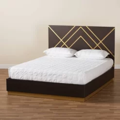 Queen Arcelia Two-Tone Wood Platform Bed Walnut Brown/Gold - Baxton Studio 13 Queen Arcelia Two-Tone Wood Platform Bed Walnut Brown/Gold - Baxton Studio -Cozy Living Deals Store GUEST 232a3a2c ccb2 4f84 89ed bd999287e016