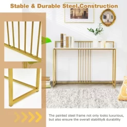 Costway 47'' Console Table Modern Steel Frame Storage Shelf For Entryway Living Room -Cozy Living Deals Store GUEST 23478fd0 33ad 47a6 8b55 ad43b81c2454