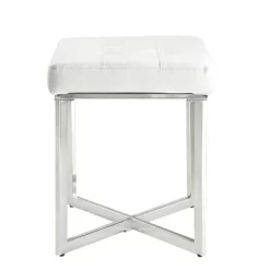 Julia Vanity Bench White/Chrome - Carolina Chair & Table
