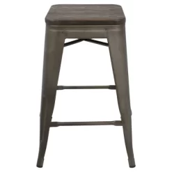 Set Of 2 Oregon Industrial Stackable Counter Height Barstool With Frame Antique Wood - Lumisource -Cozy Living Deals Store GUEST 23913e62 1c32 48c3 aaa5 d119a5ee8420
