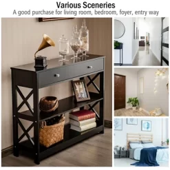 Costway Console Table Drawer Shelves Sofa Accent Table Entryway Hallway Black/White -Cozy Living Deals Store GUEST 23a31501 a70f 4fb3 aae7 dca19b2d6fb4